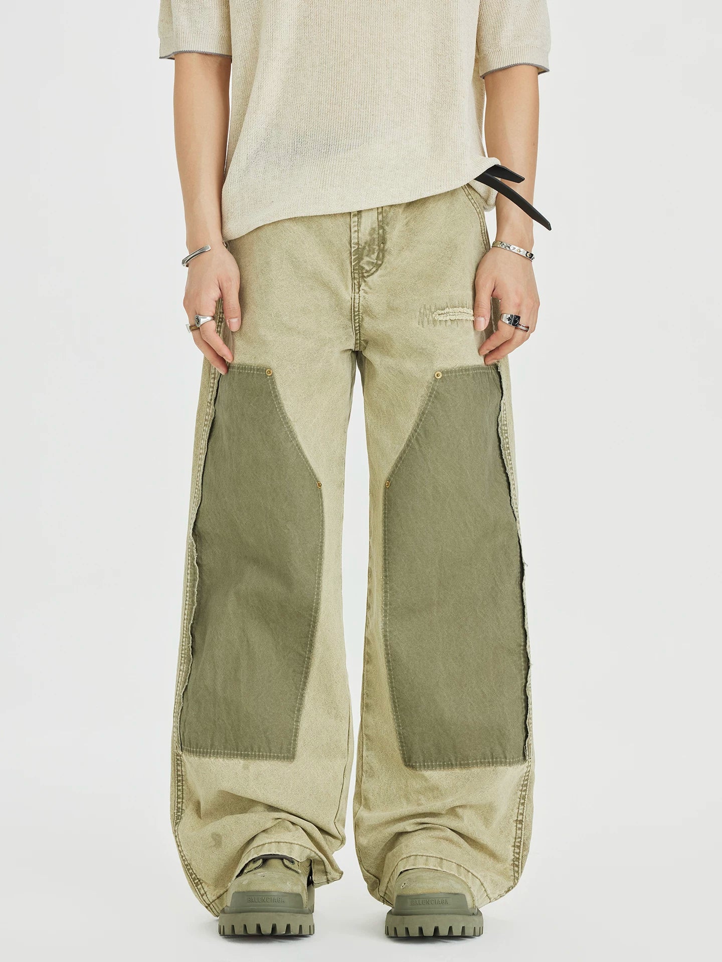 Sage Panel Utility Jeans