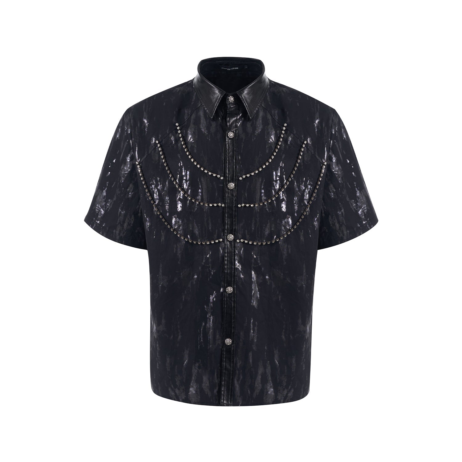 Black Tie-Dye Chain Detail Shirt