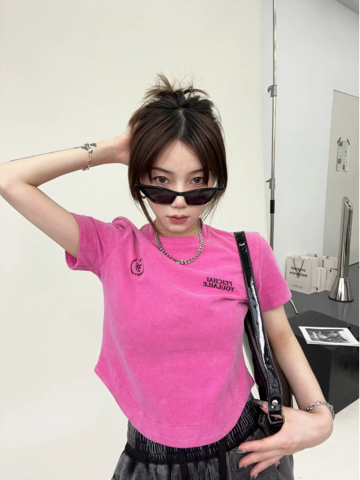 Neon Rebel Fleece Crop Tee