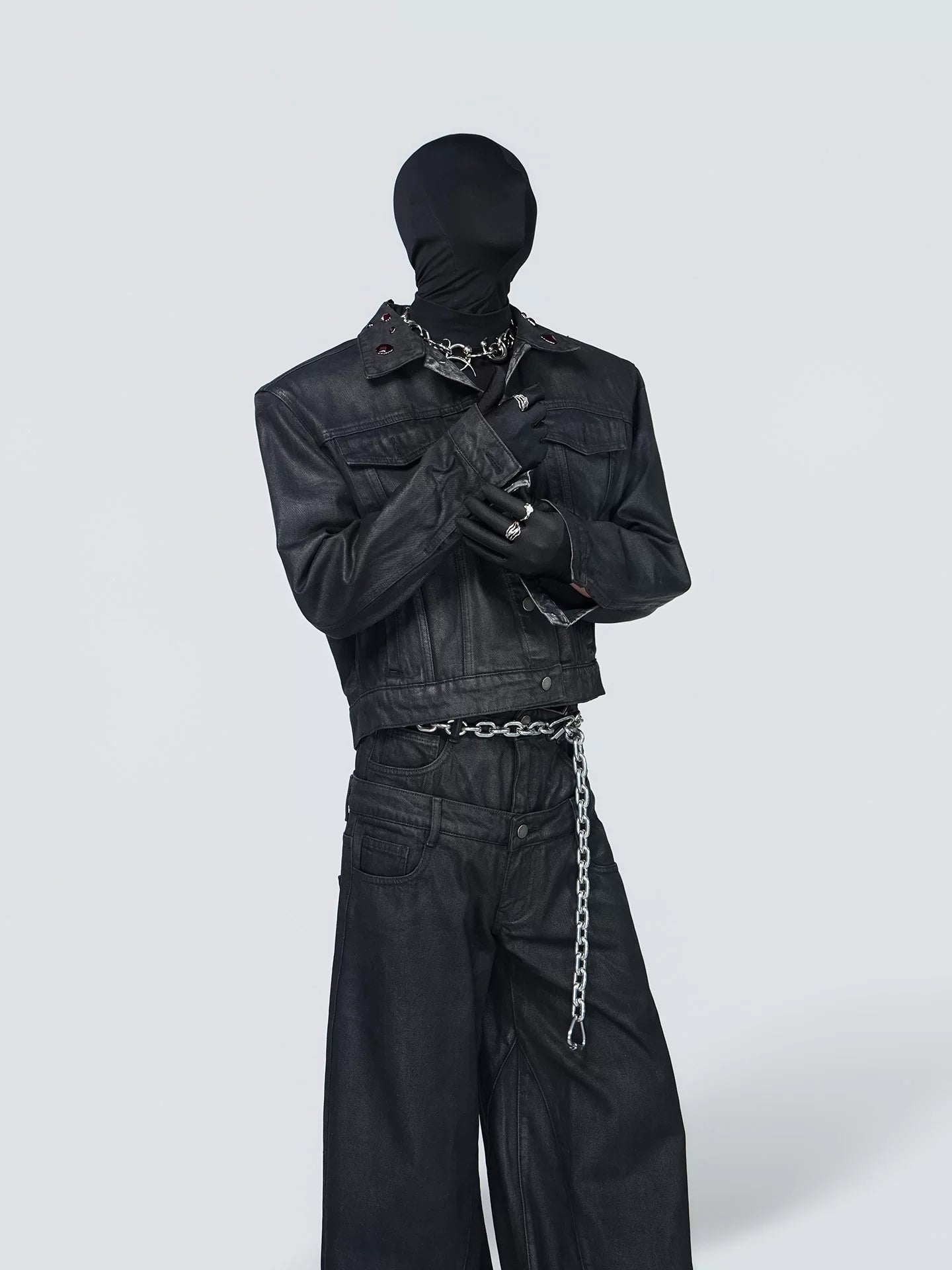 Obsidian Signal Grommet-Collar Denim Jacket