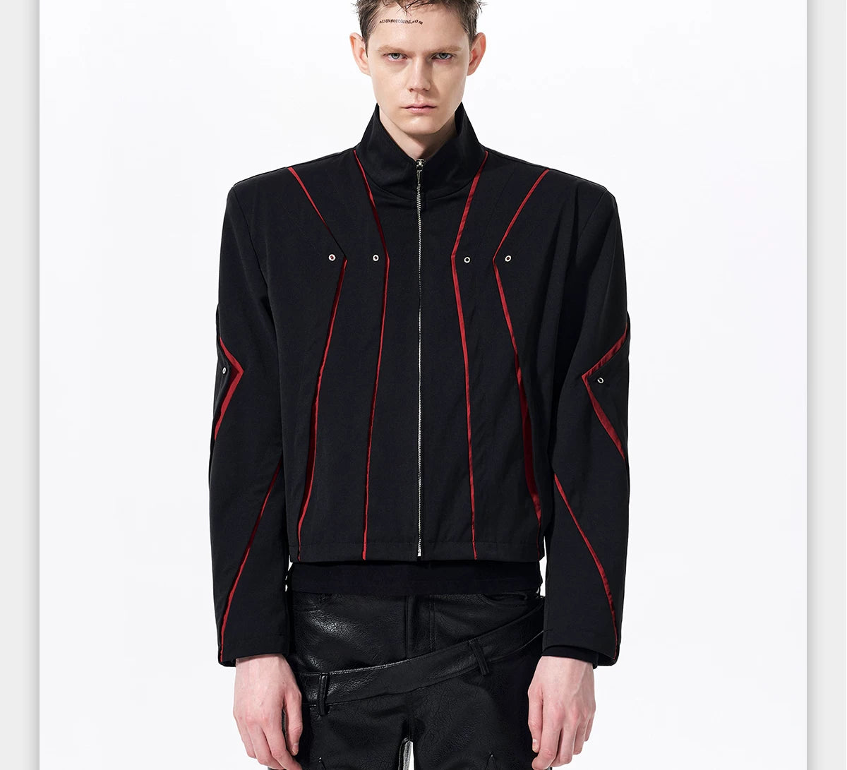 Scarlet Circuit Panel Bomber Jacket