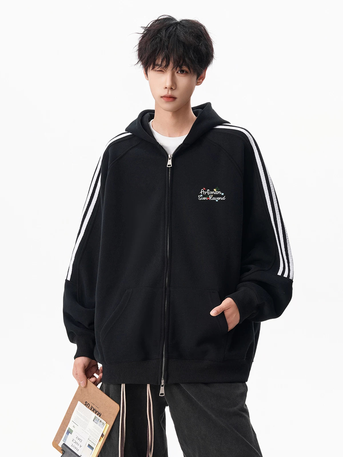 Triple Track Heather Zip Hoodie