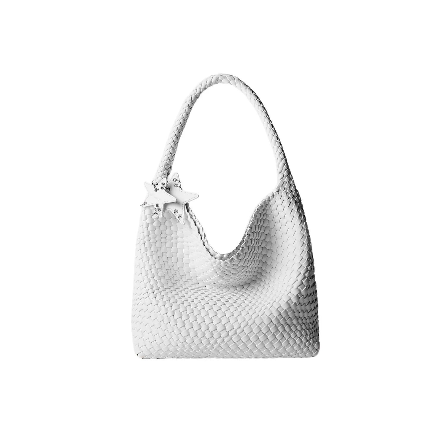 Metallic Braided Star Hobo Tote - Cloud White / Large