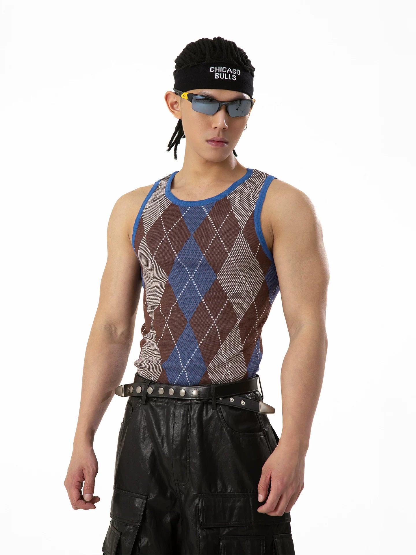 Retro Fairway Argyle Knit Tank Top