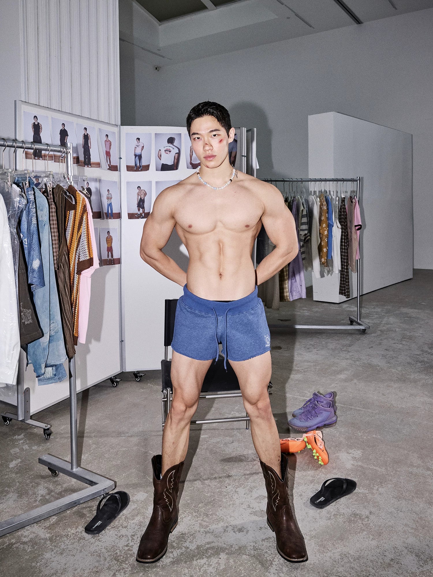 Indigo Cutoff Lounge Sweat Shorts
