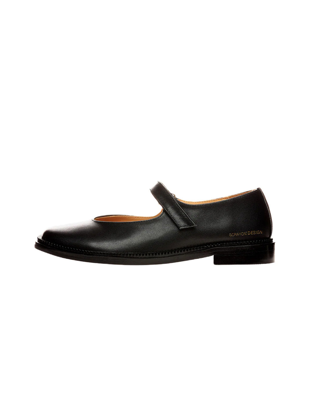 Classis Leather Strap Velcro Mary Janes-Black