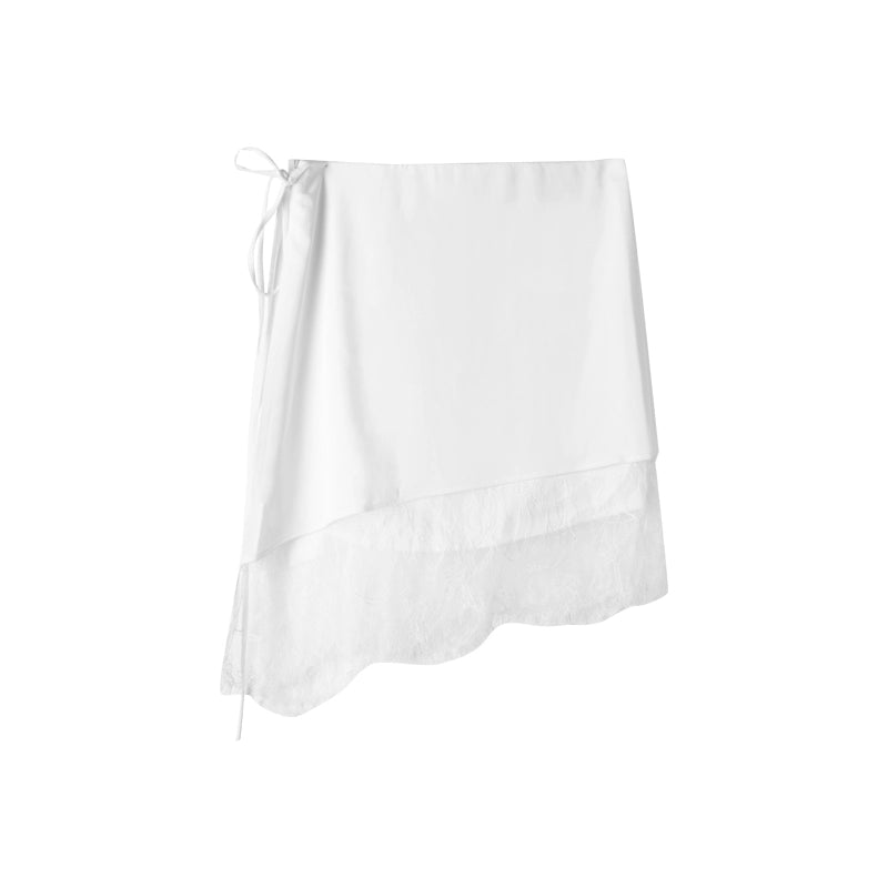Twilight Veil Asymmetric Lace‑Hem Skirt