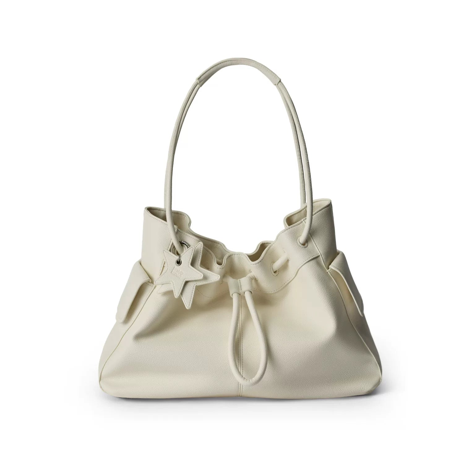 Drawstring Cloud Shoulder Bag - Cheese White / Large
