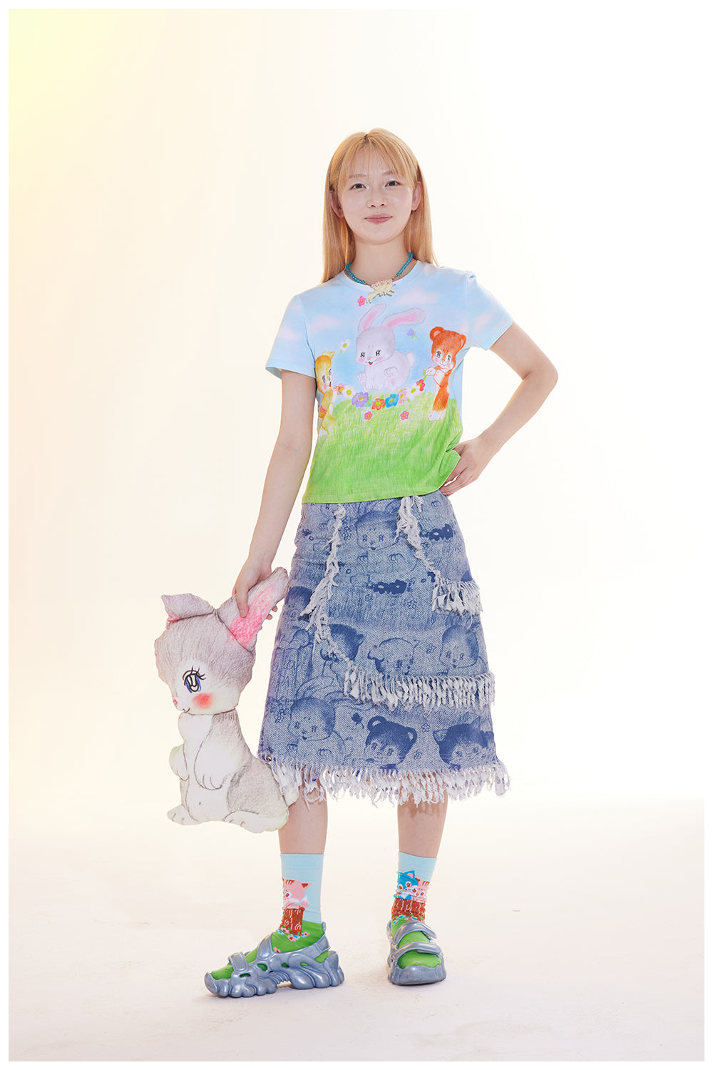 Bunny Garden Print Baby T-Shirt