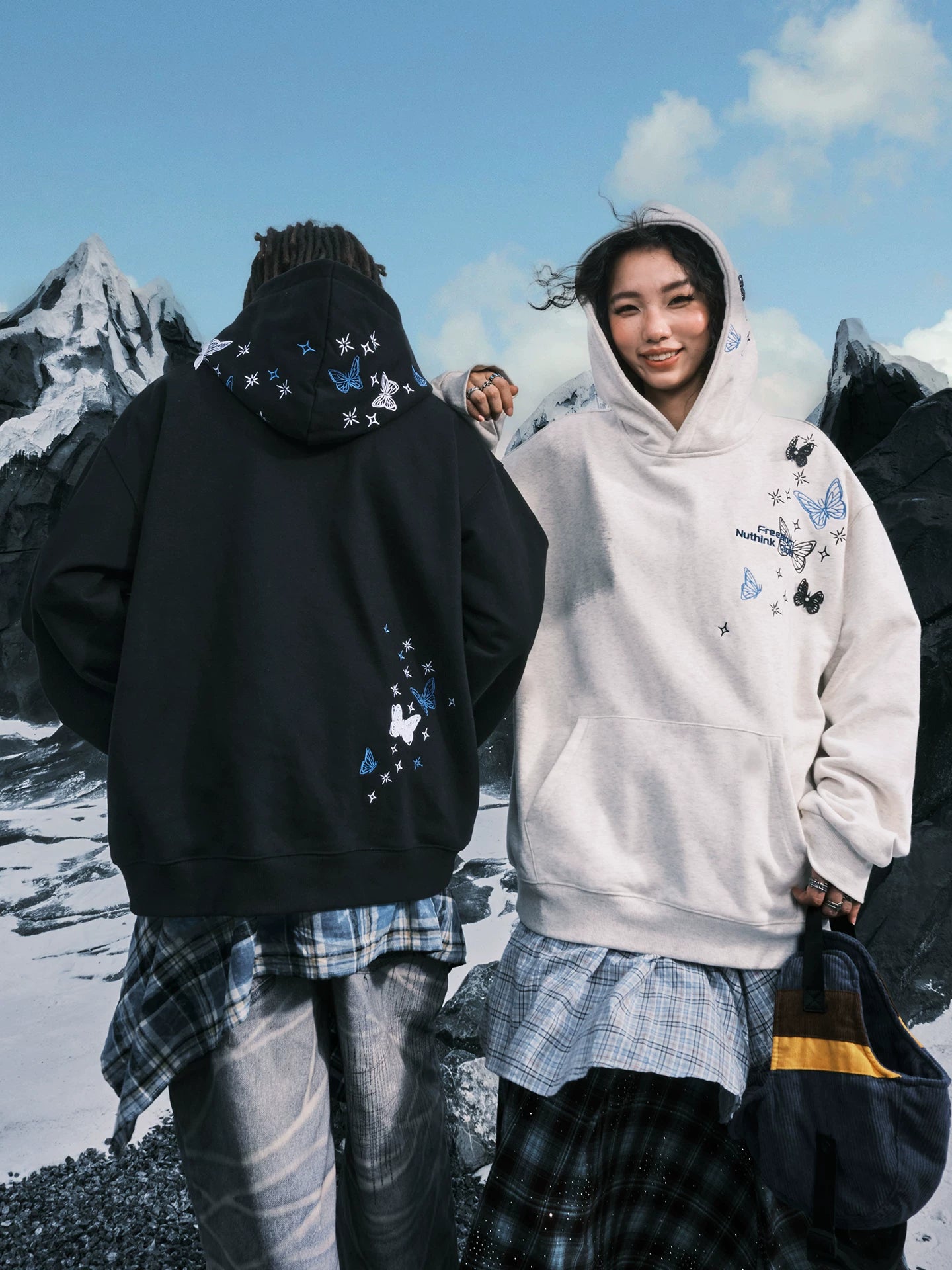 Butterfly Embroidered Oversized Pullover Hoodie