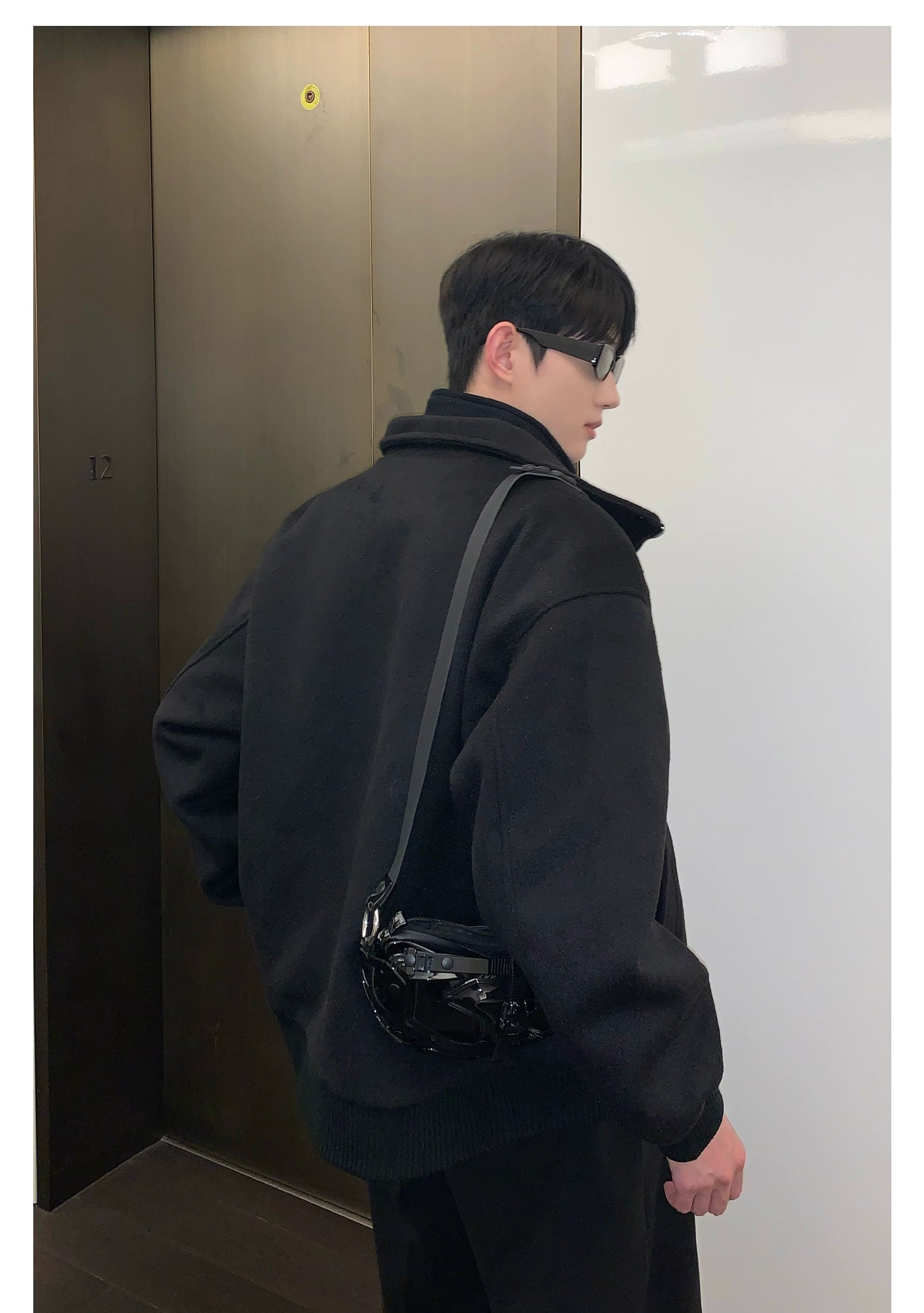 Bomber Jacket with Stand Collar and Ribbed Cuffs