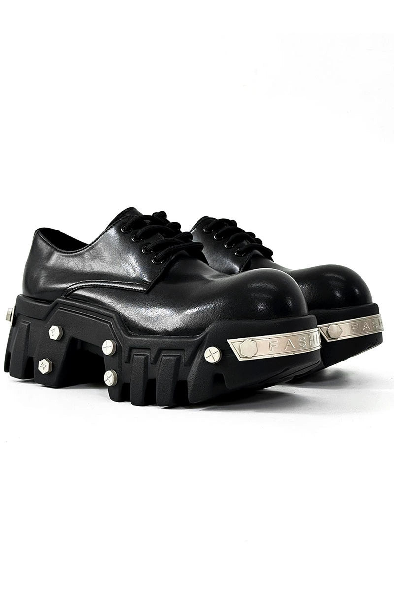 Futuristic Black 8cm Platform Oxfords