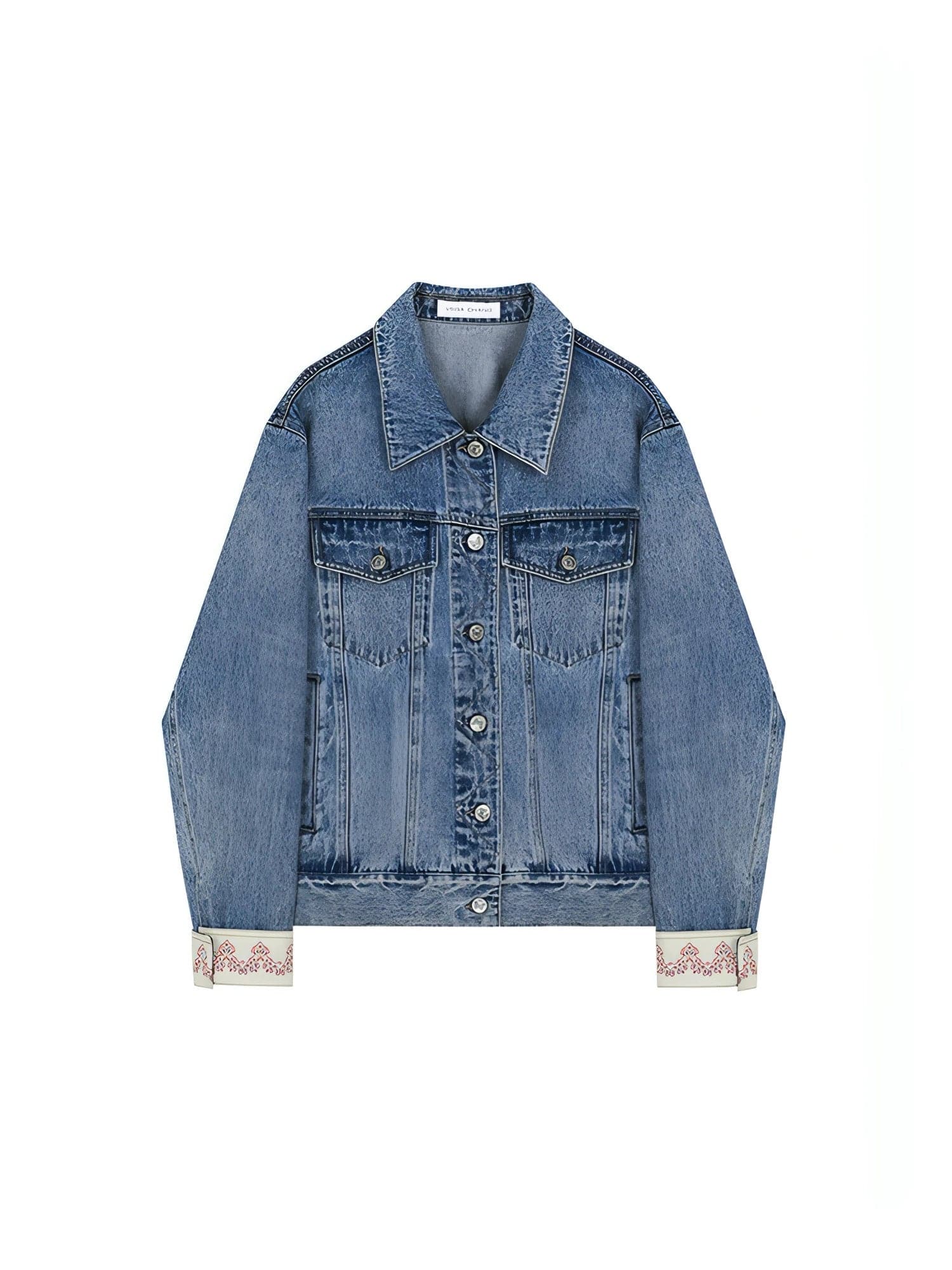Autumn Denim Jacket, Loose Slimming Design With Patchwork - chiclara