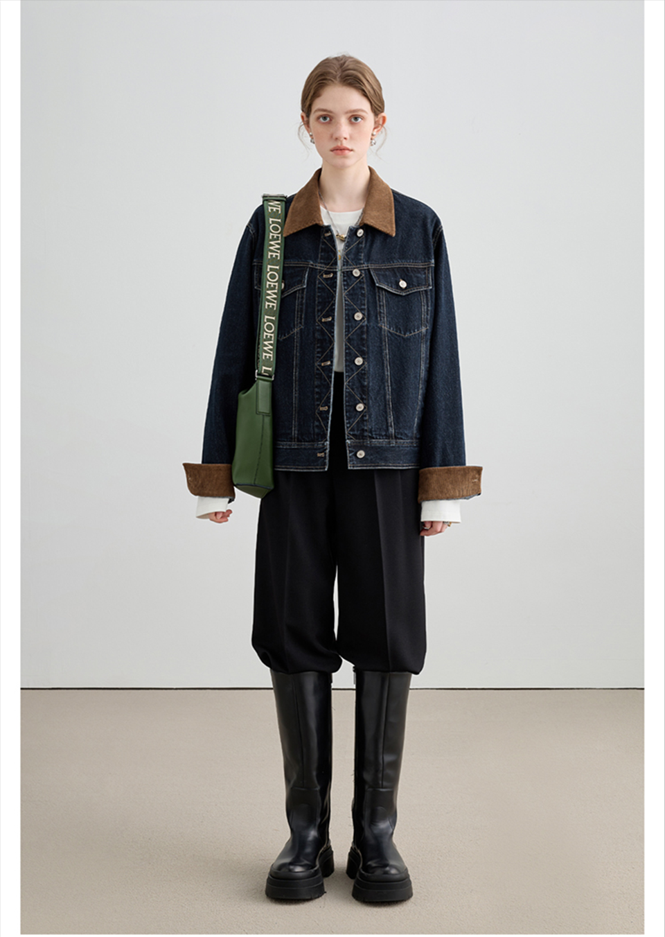 Autumn Denim Jacket, Loose Slimming Design With Patchwork - chiclara
