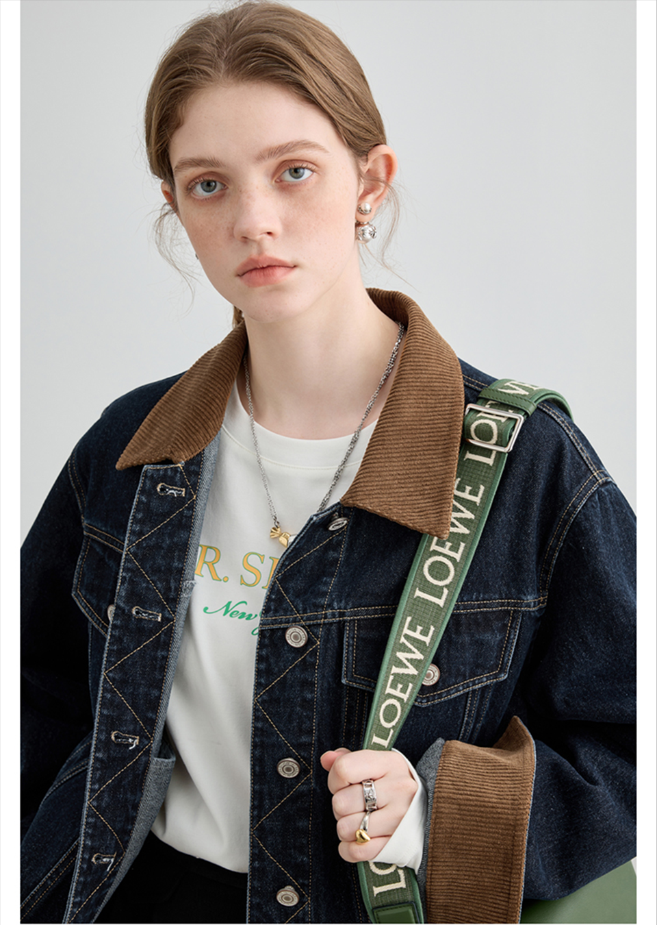 Autumn Denim Jacket, Loose Slimming Design With Patchwork - chiclara