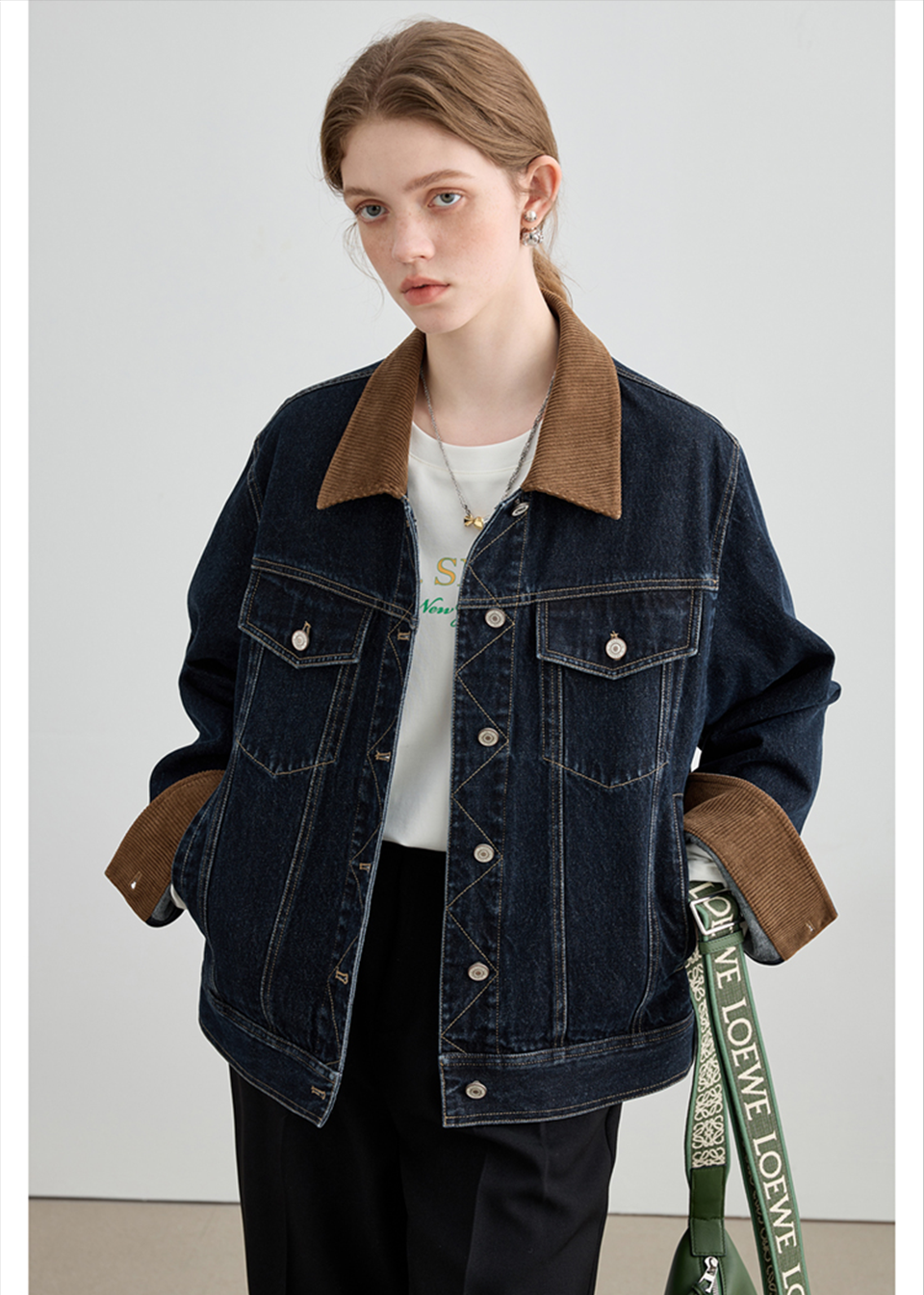 Autumn Denim Jacket, Loose Slimming Design With Patchwork - chiclara
