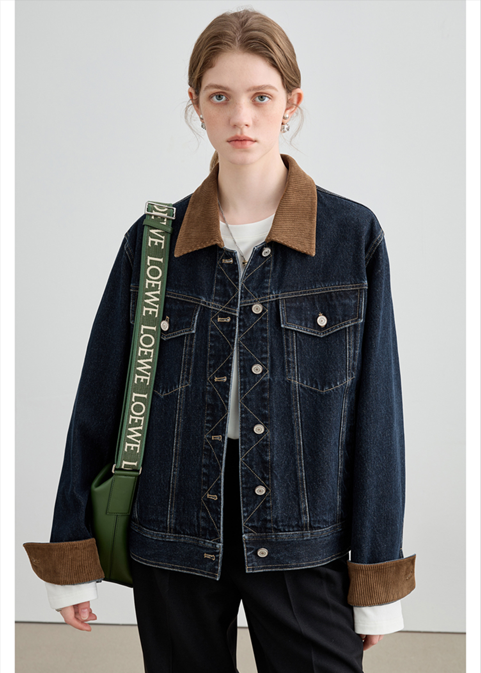 Autumn Denim Jacket, Loose Slimming Design With Patchwork - chiclara