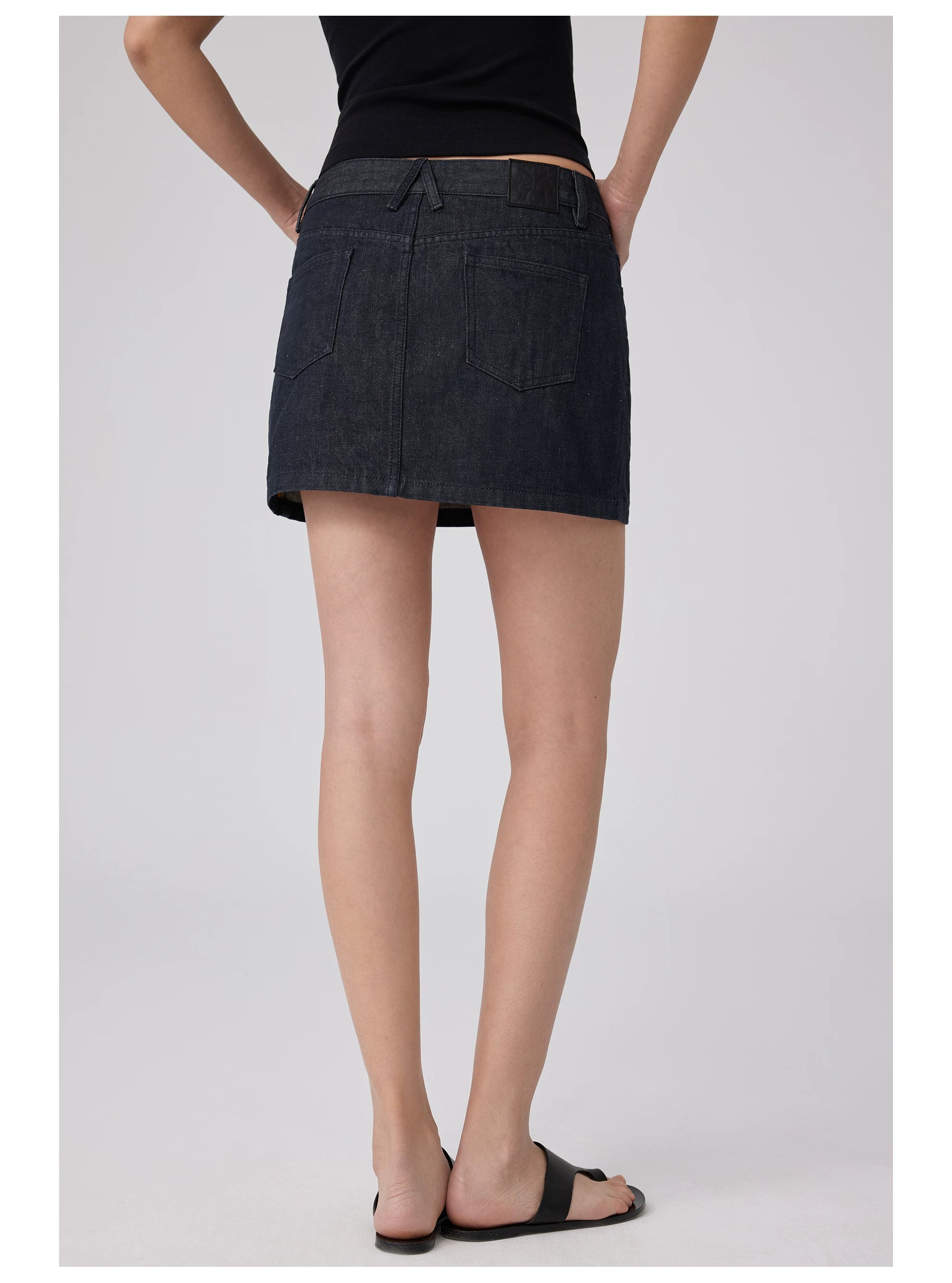 Black Denim Mini Skirt