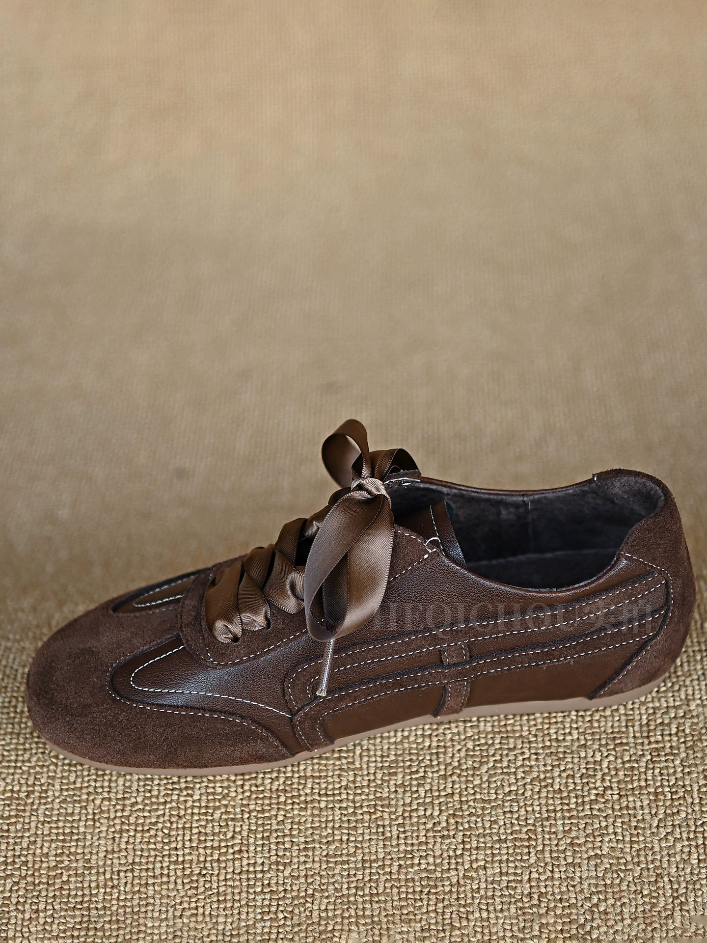 Mocha Satin Ribbon Sneaker