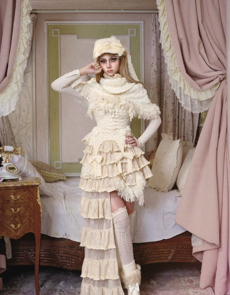 Ivory Fringe Knit Corset Top