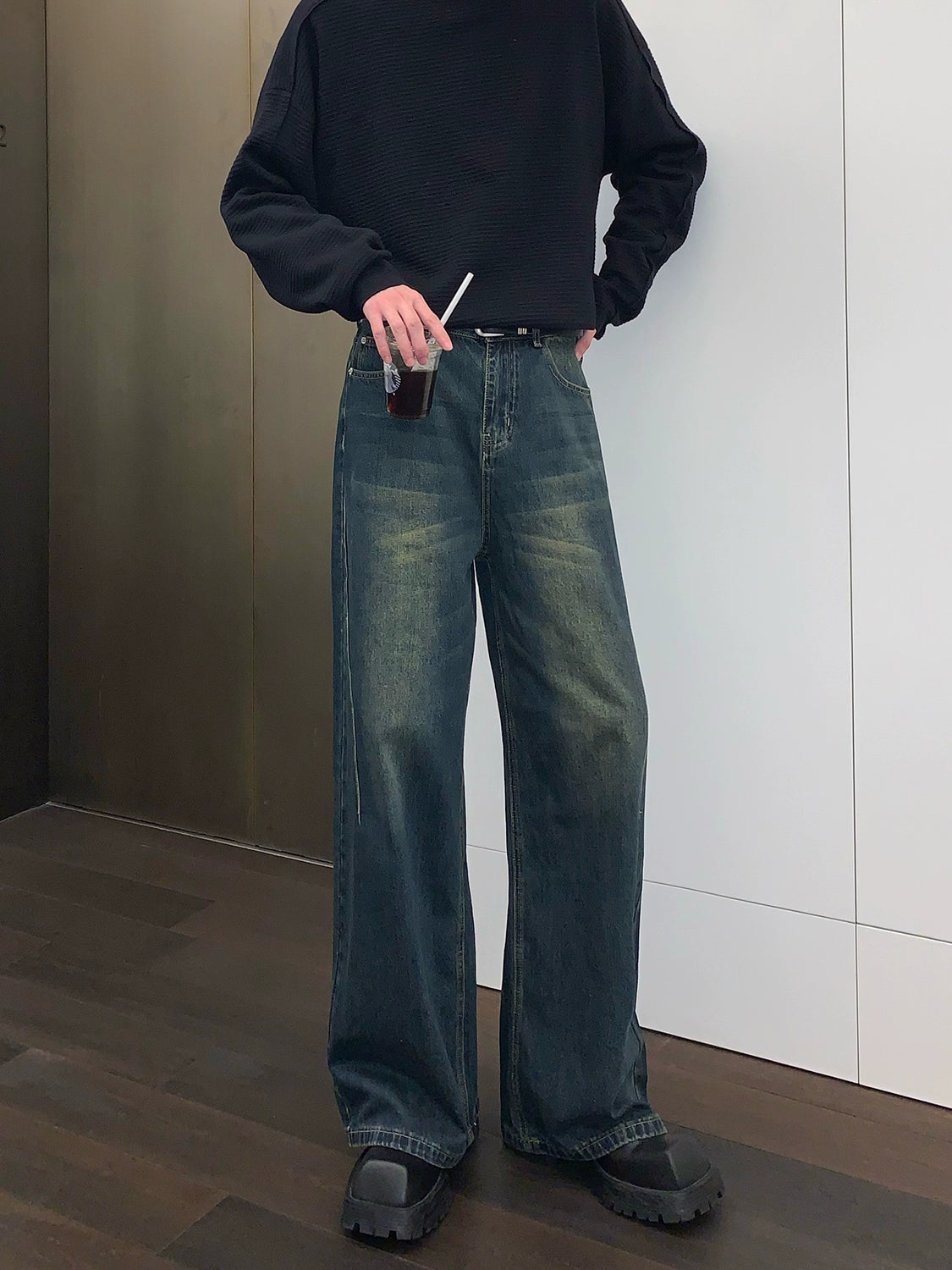 Wide-Leg Dark Wash Jeans