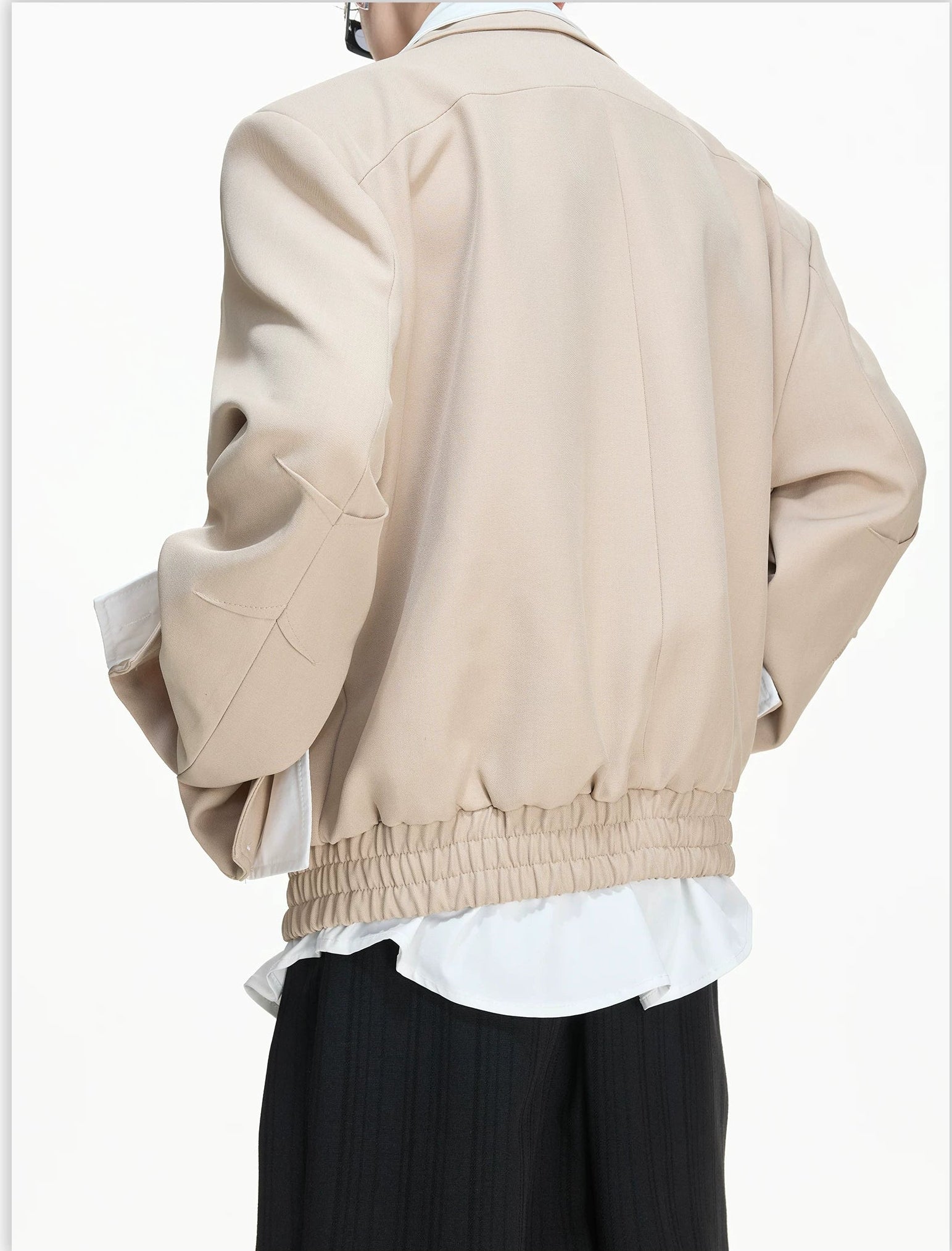 False-Layer Collar Zip Blouson