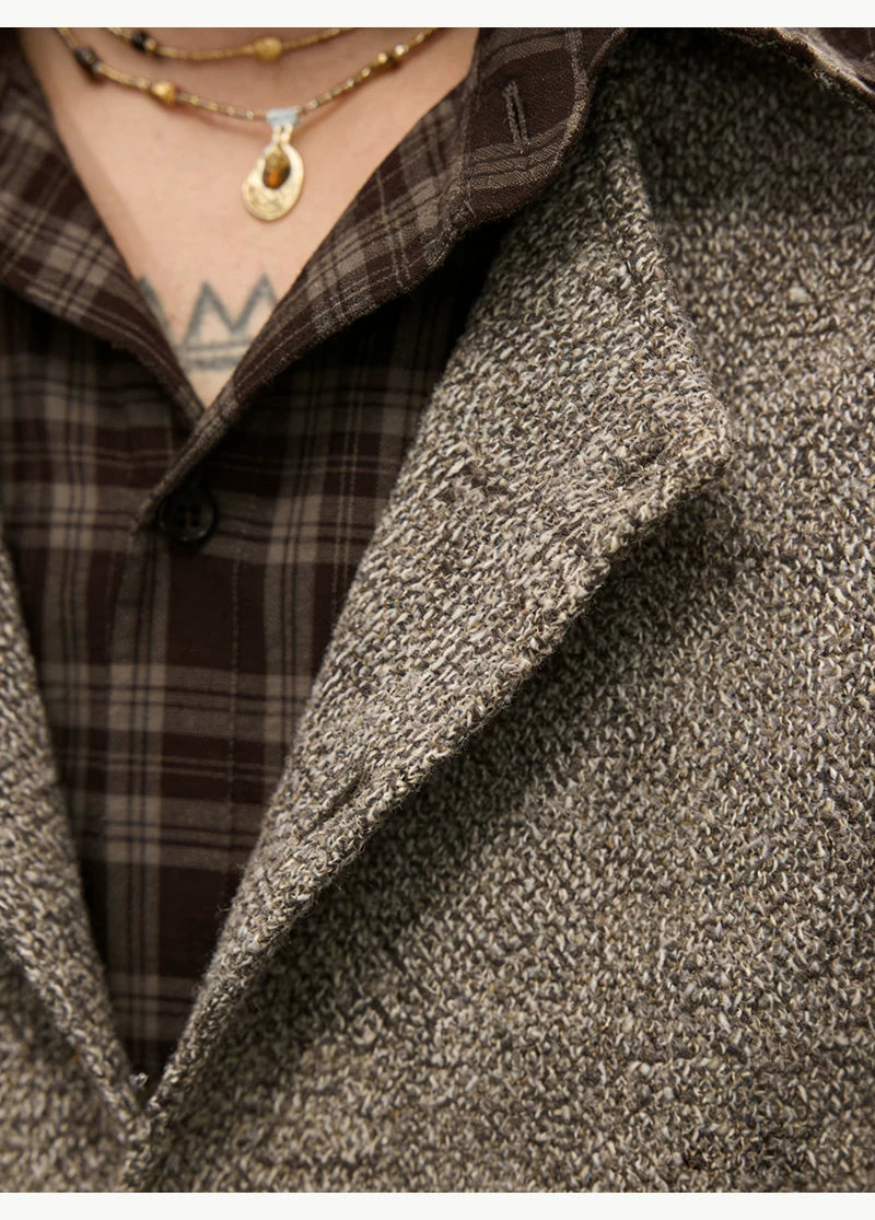 Mocha Plaid Trim Knit Shirt