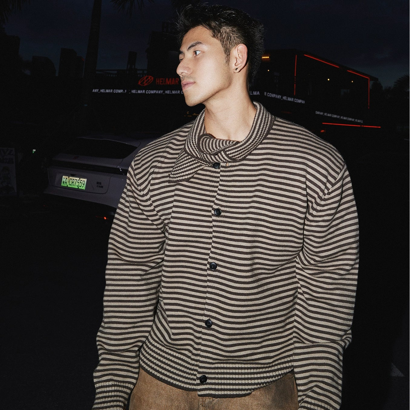 Retro Twist Stripe Knit Cardigan