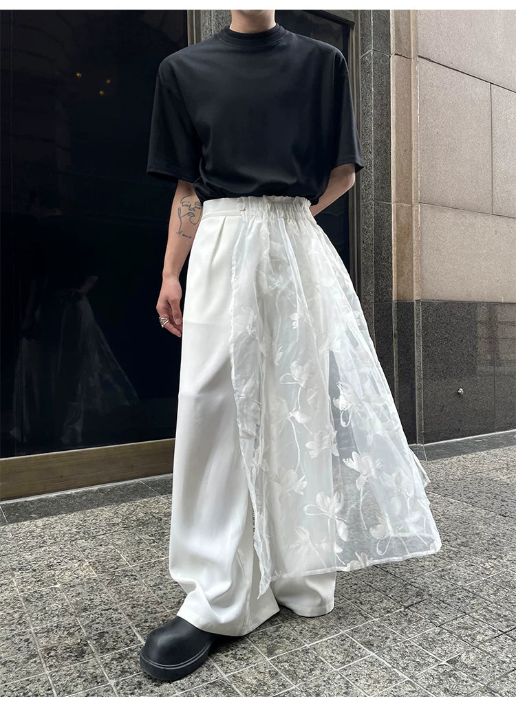 Ivory Veil Satin Train Trousers
