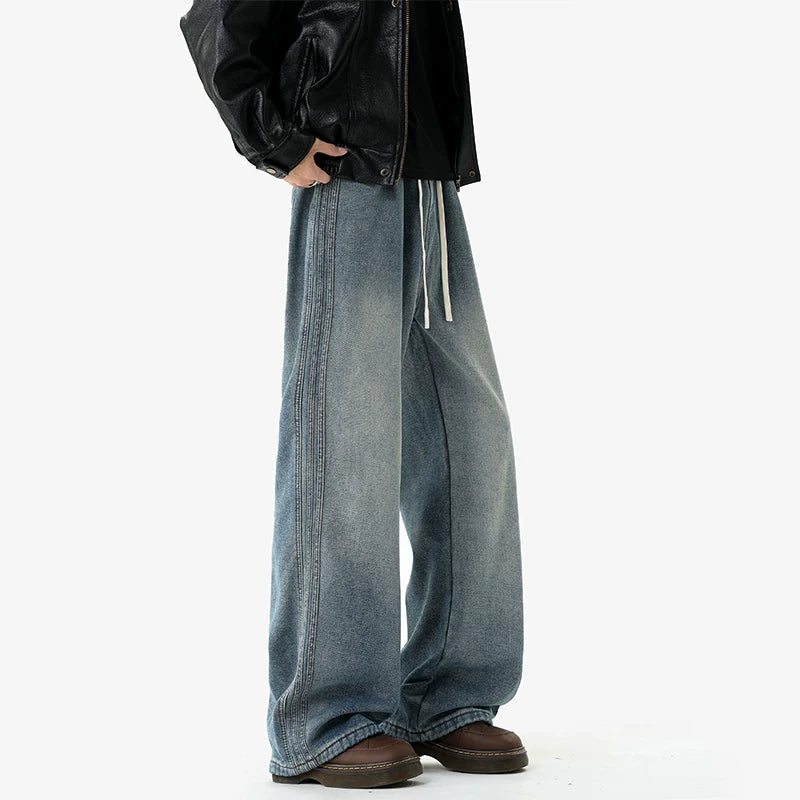 Harbor Fade Triple-Stitch Wide-Leg Jeans