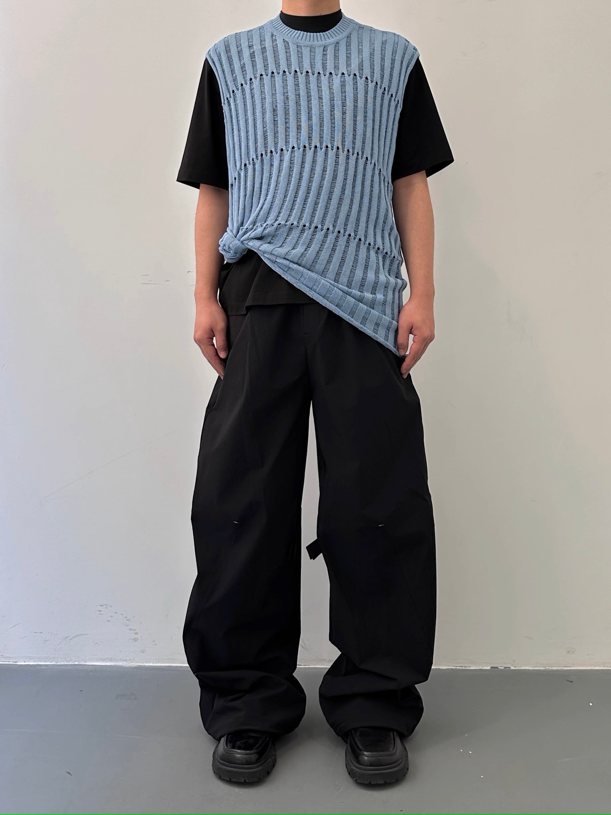 Tree-Pattern Open-Knit Vest