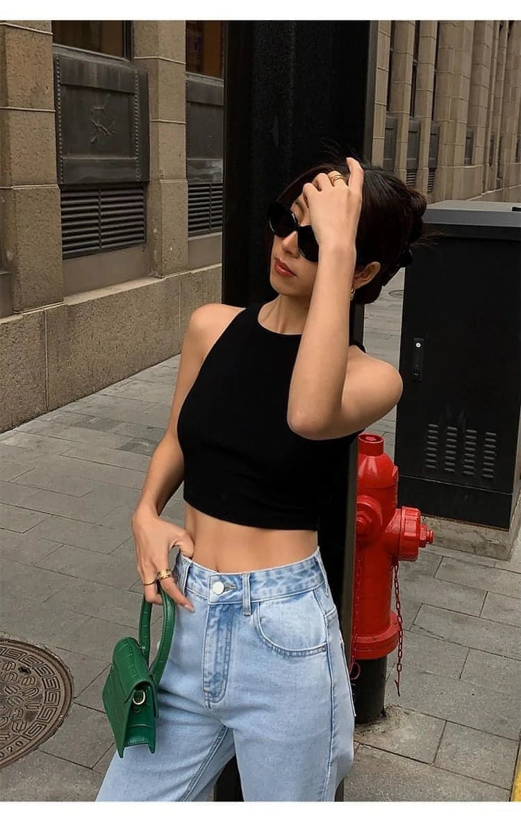 Summer Black Knitted Tank Top - chiclara