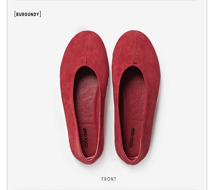Minimal Suede Round Toe Ballet Flats
