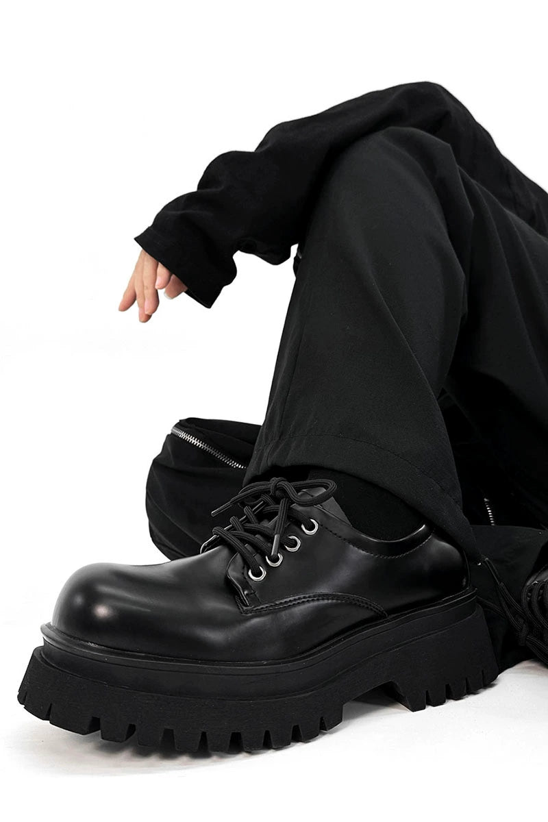 Chunky Black Robust Platform Derby Shoes