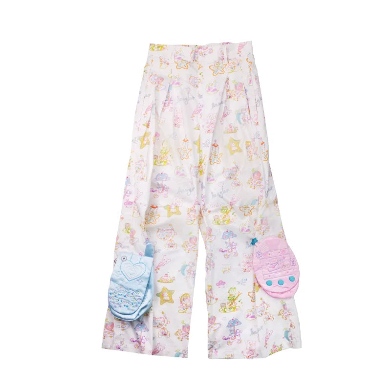 Carousel Print Wide Leg Pocket Pants