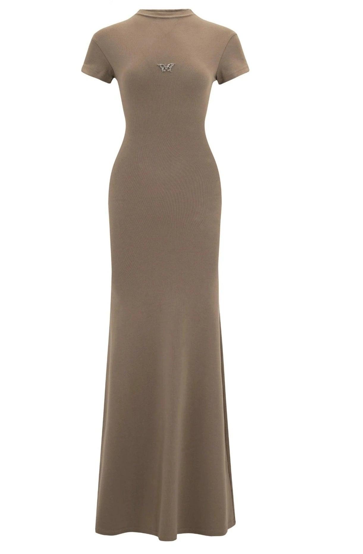 Luluswings Butterfly Emblem Fitted Maxi Dress - Women'S Elegant Evening Gown