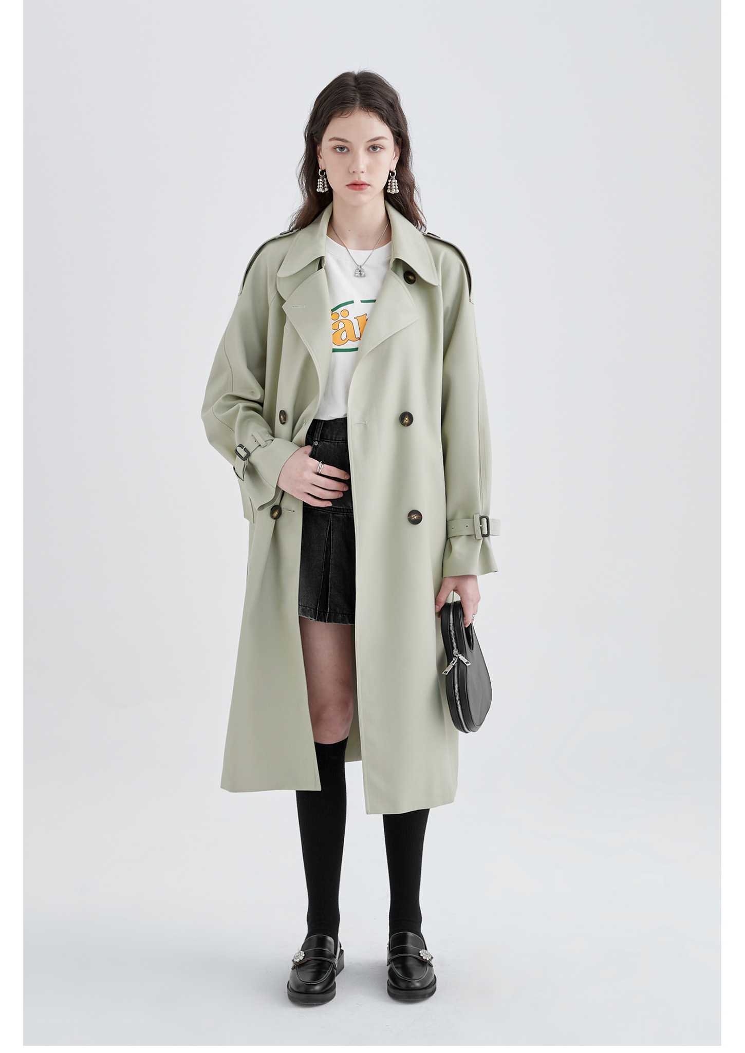Autumn Mid-Length British Style Trench Coat exclusive at Autumn Mid-Length British Style Trench Coat exclusive at