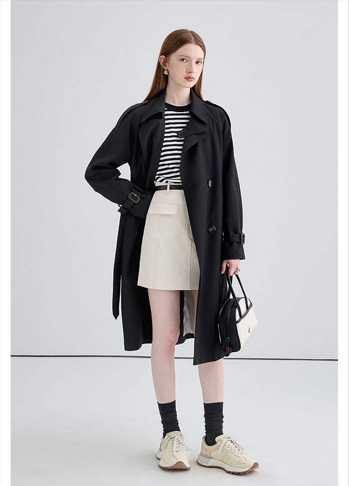 Mid-Length British Style Trench Coat - chiclara