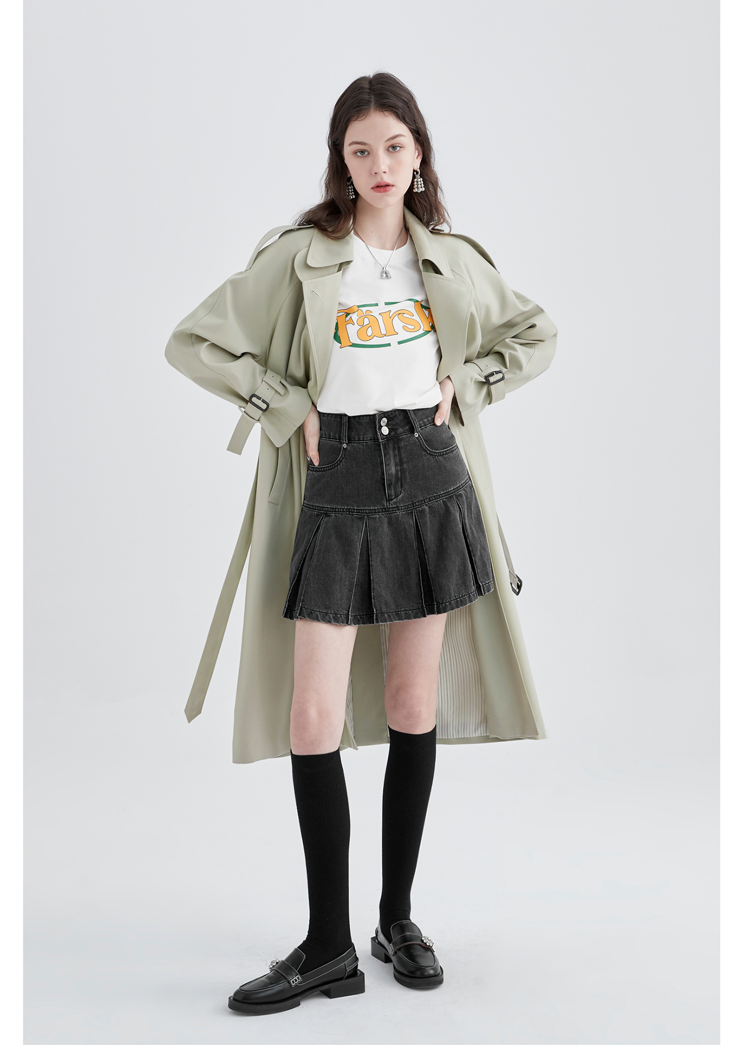 Mid-Length British Style Trench Coat - chiclara