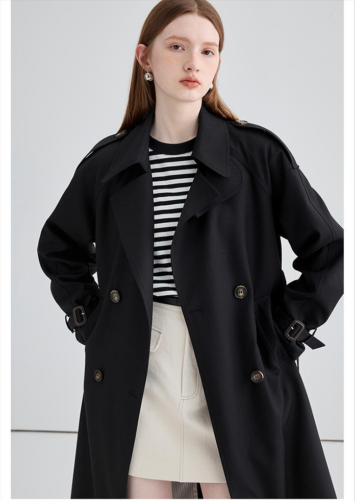 Mid-Length British Style Trench Coat - chiclara