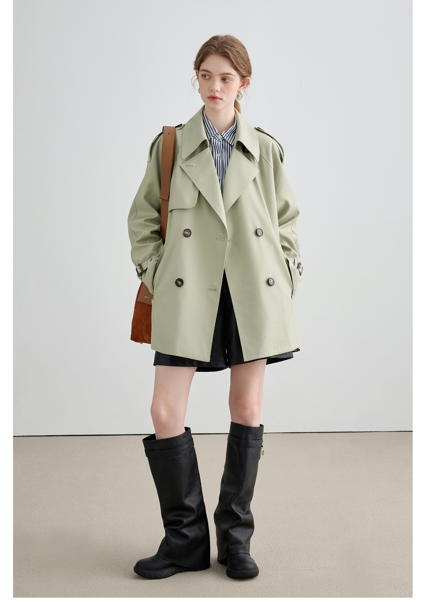 Mid-Length British Style Trench Coat - chiclara
