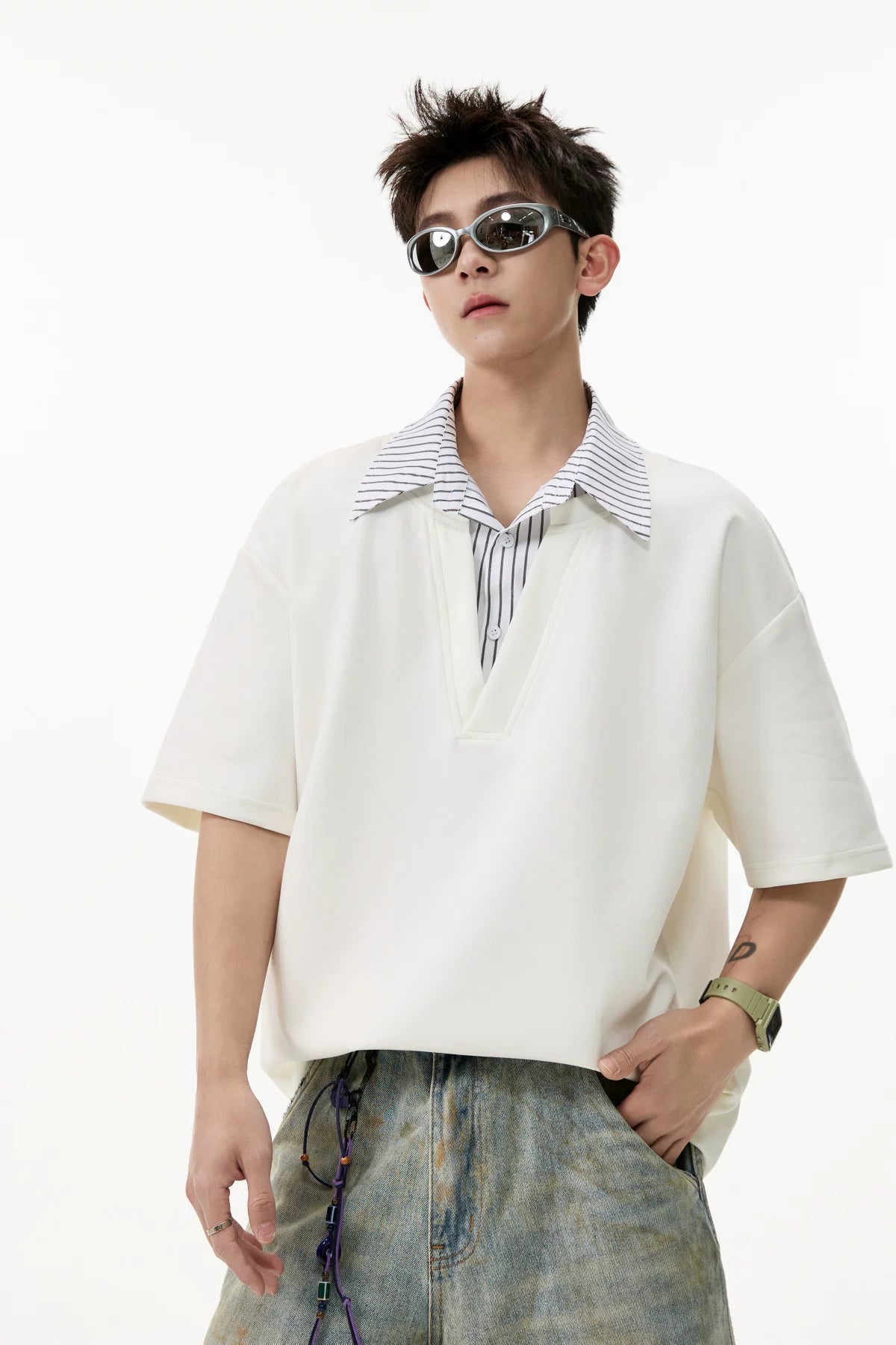 Layered Plunge Popover Polo