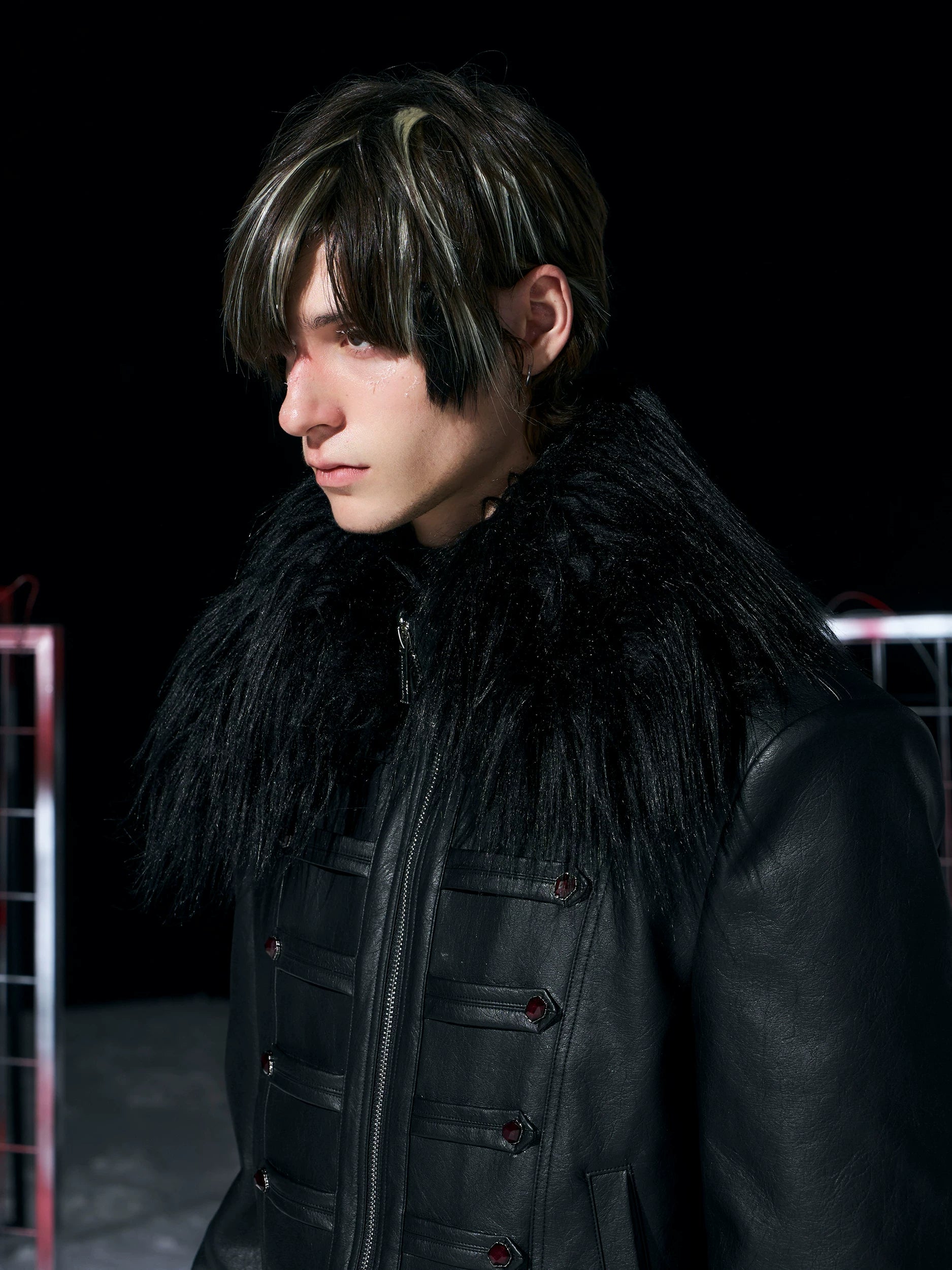 Midnight Legion Faux‑Fur Officer Jacket
