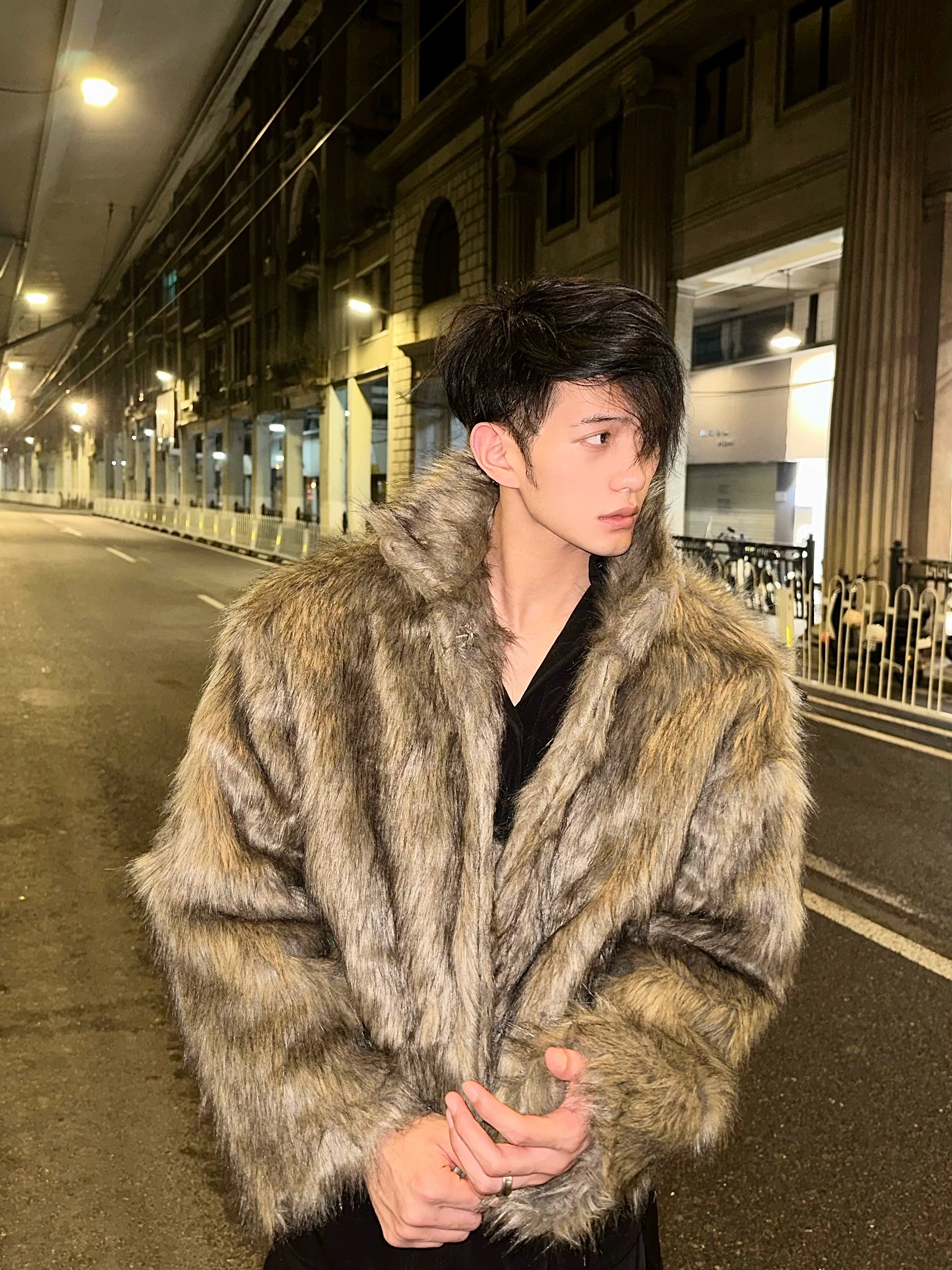 Brown Faux Fur Hooded Coat