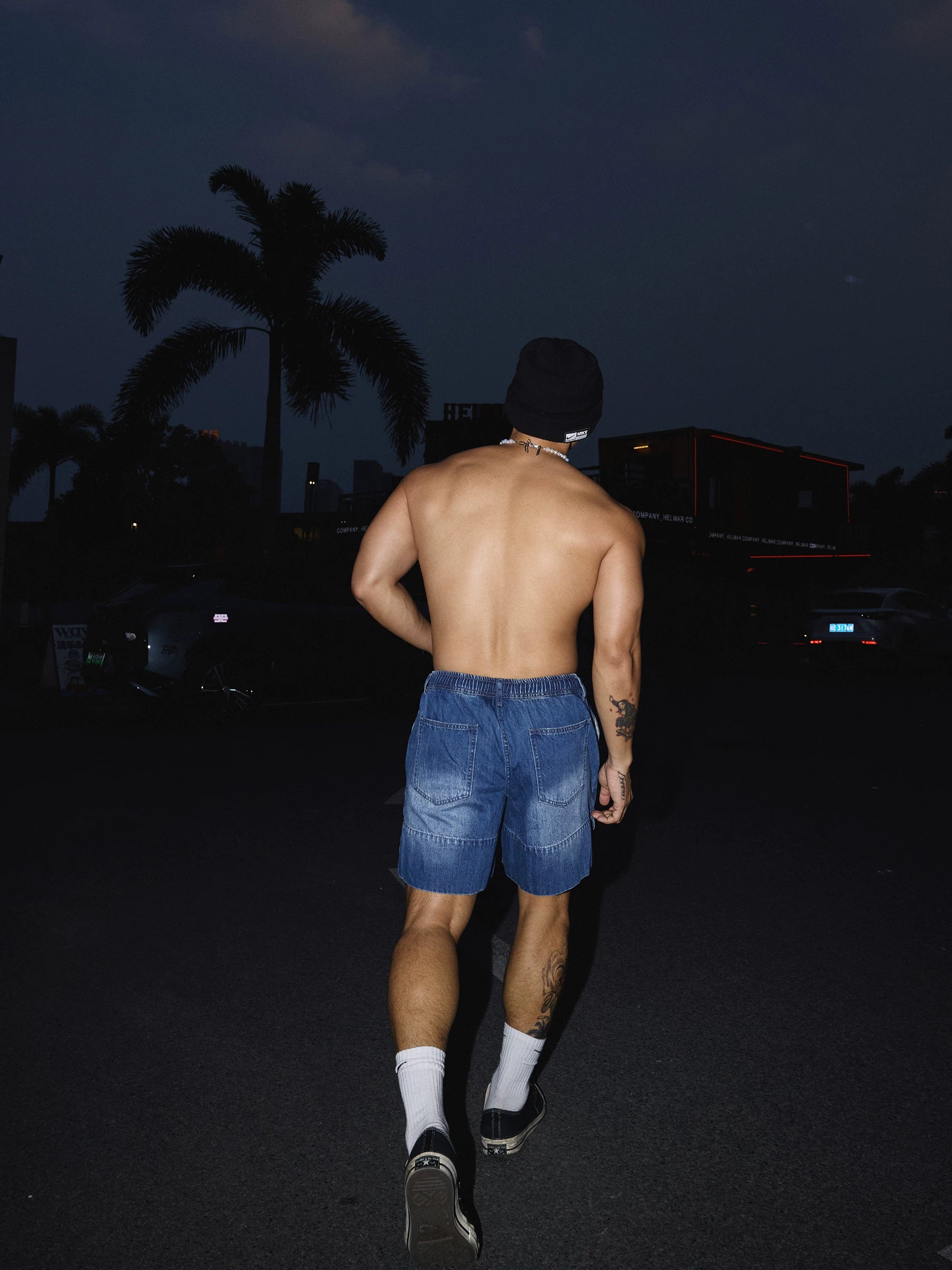Double-Layer Drawstring Denim Street Shorts