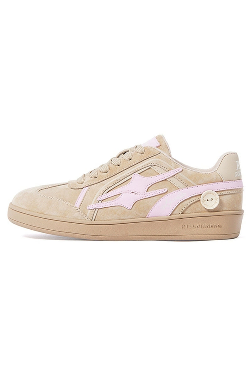 Beige Pink Suede Low-Top Sport Sneakers