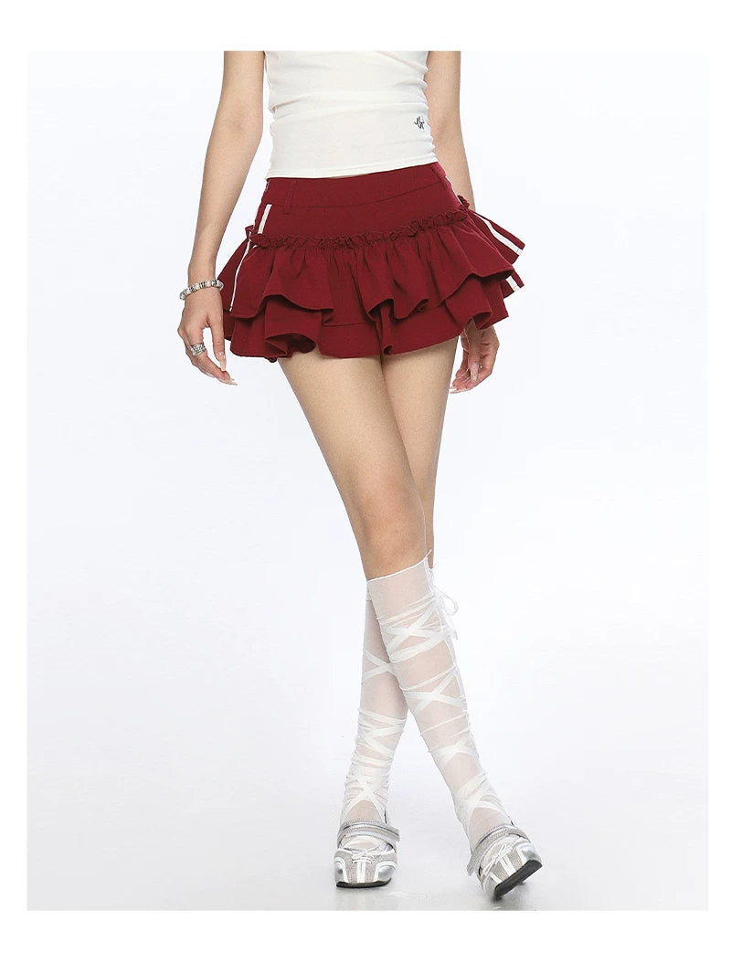 Varsity Ruffle Pleated Mini Skirt