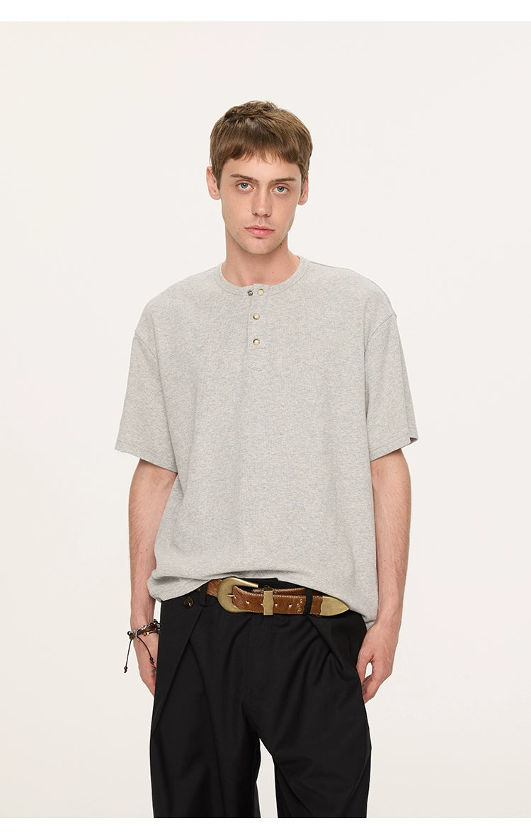 Basic Short Sleeve Henley Tee