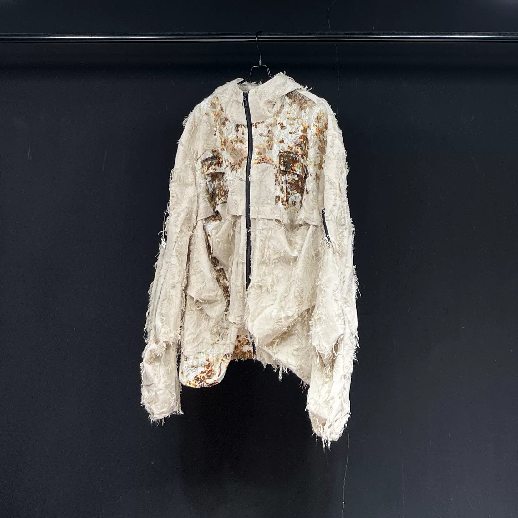 Rust Bloom Shag Texture Bomber Jacket