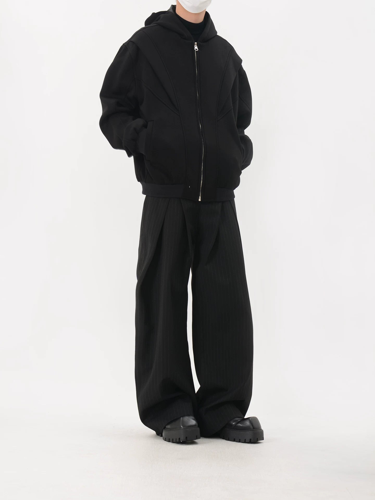 Seamed Zip-Up Hooded Jacket